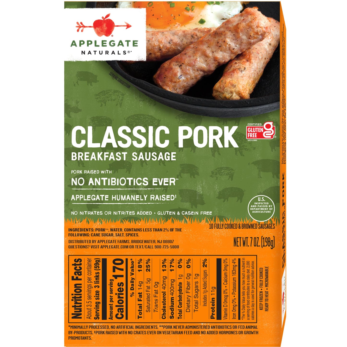 Applegate, Natural Classic Pork Breakfast Sausage, 7 oz (Frozen)