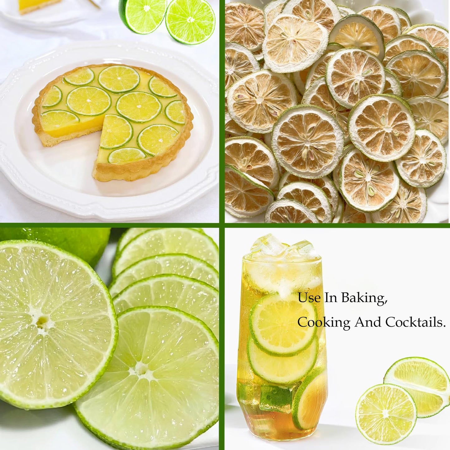TXDYNLLK Dried Lime Slices, Premium Dehydrated Limes, 8.82oz (250g) for Crafts, Cake Decoration, Cocktail Garnish