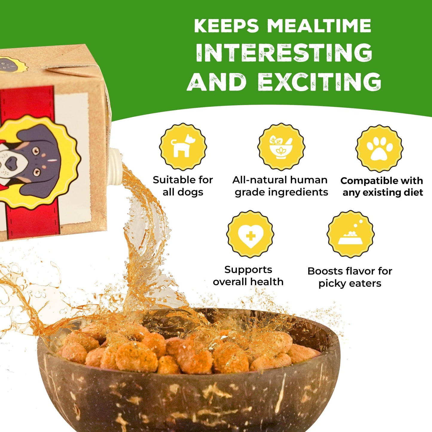 Brutus Bone Broth Chicken Broth for Dogs - Human Grade, 64 Fl Oz - Nutritious Toppers with Glucosamine & Turmeric