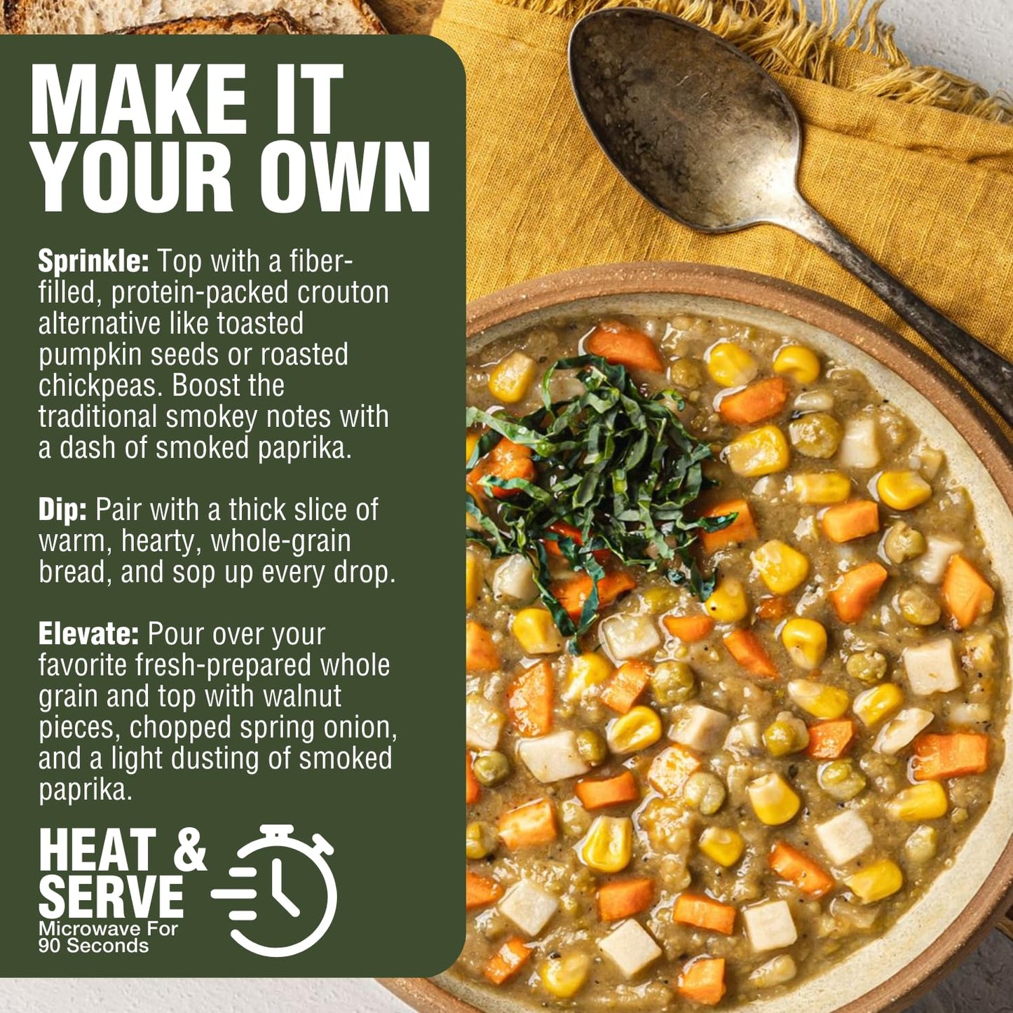 PLANTSTRONG Split Pea & Vegetable Stew Soup - Organic, Plant-Based, Non-GMO, Vegan, High Protein Stew Soup