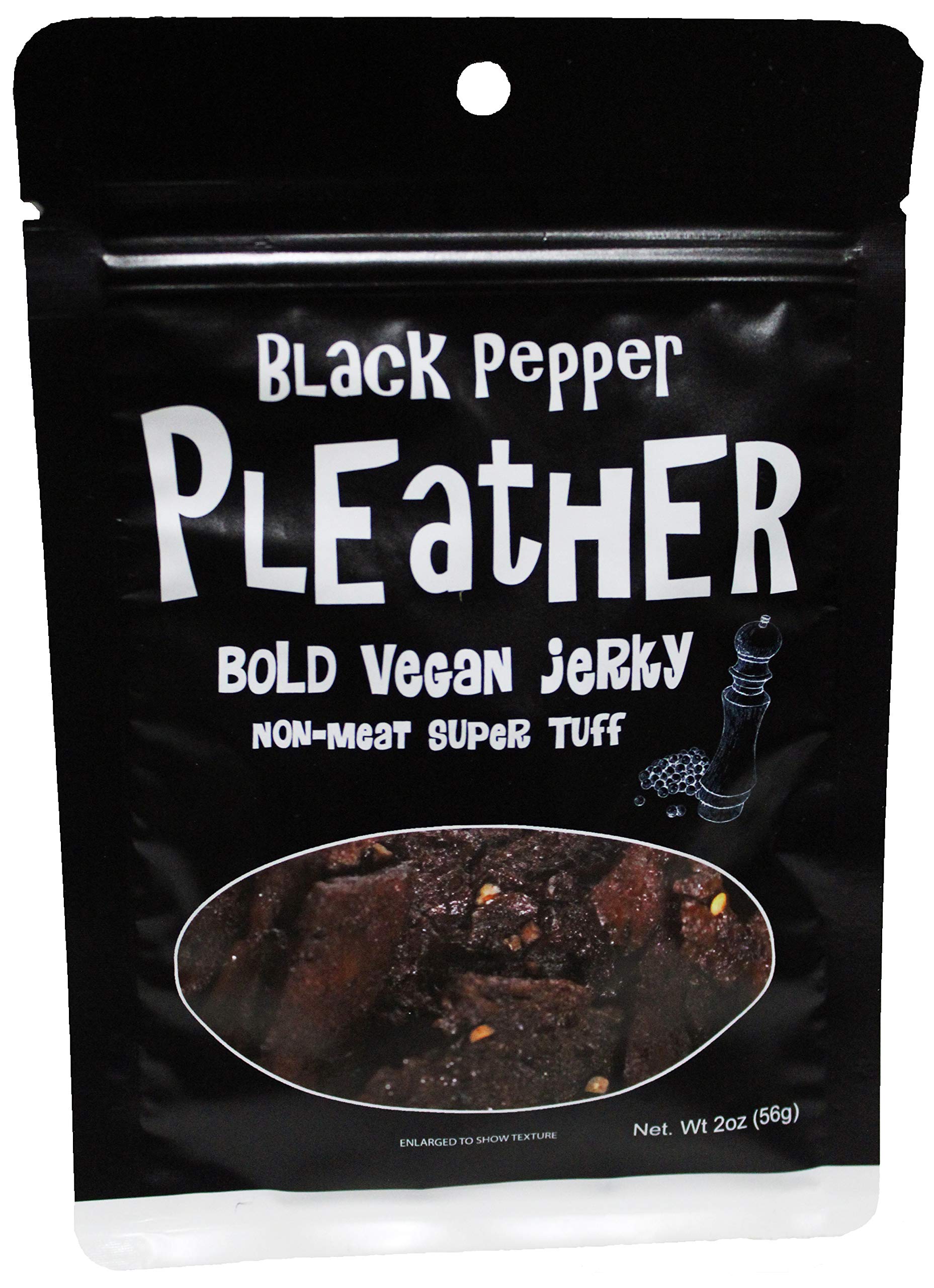 Black Pepper Vegan Jerky - Bold, Traditional Extra Tough Texture - Hand Made