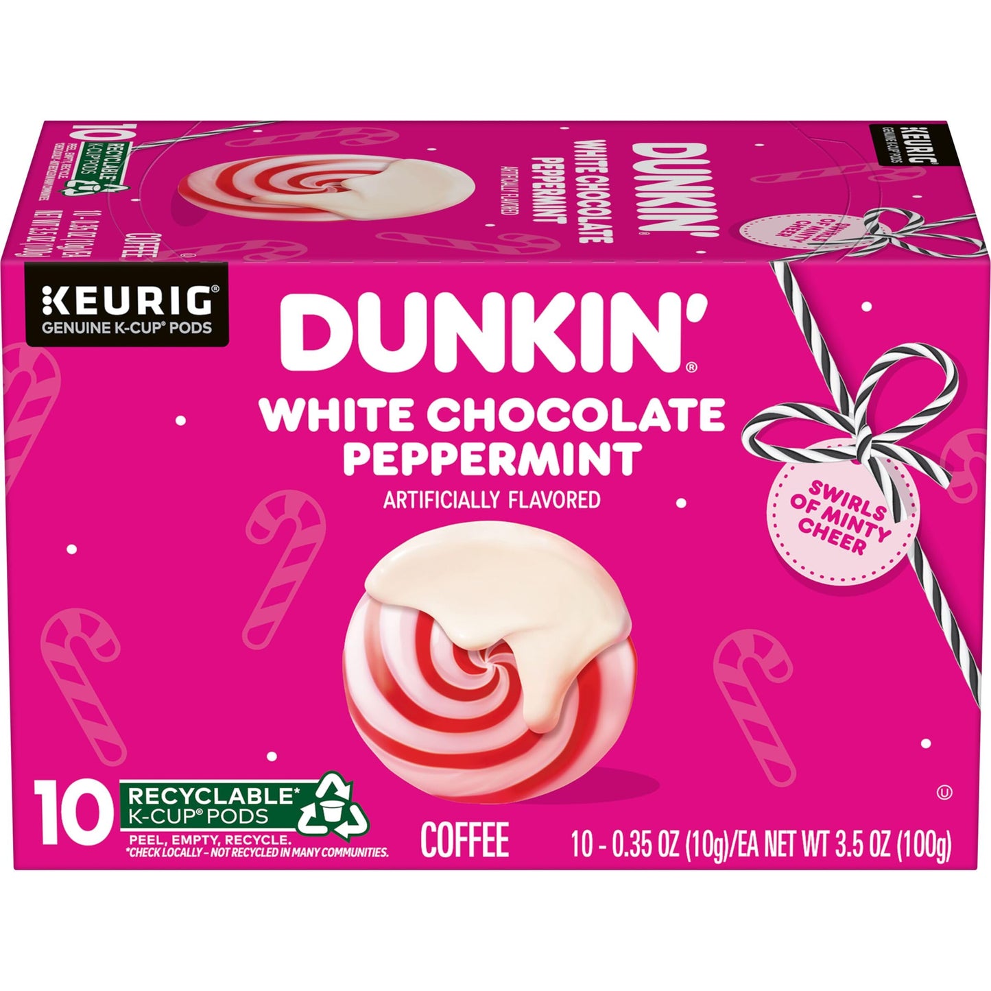 Dunkin White Chocolate Peppermint Artificially Flavored Coffee, Keurig K-Cup Pods, 10 Count Box