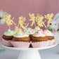 Gyufise 36Pcs Fairy Cupcake Toppers Gold Glitter Flower Angel Fairy Cupcake Picks Ballet Dancer Cupcake Topper For Wedding Brida