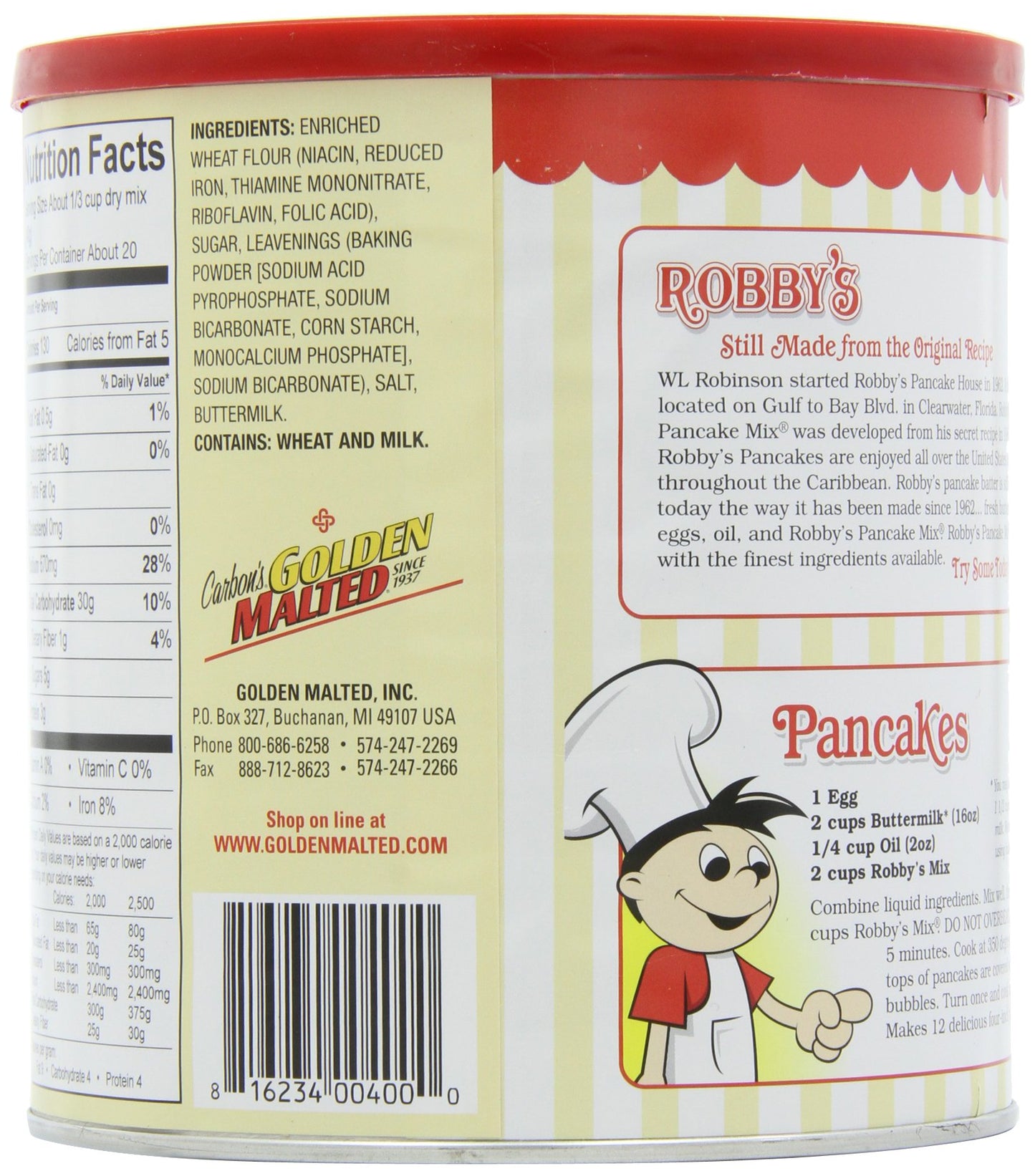 Golden Malted Buttermilk Pancake Mix, 3-Pack, 33-Ounce Cans, Ideal for Fluffy Pancakes