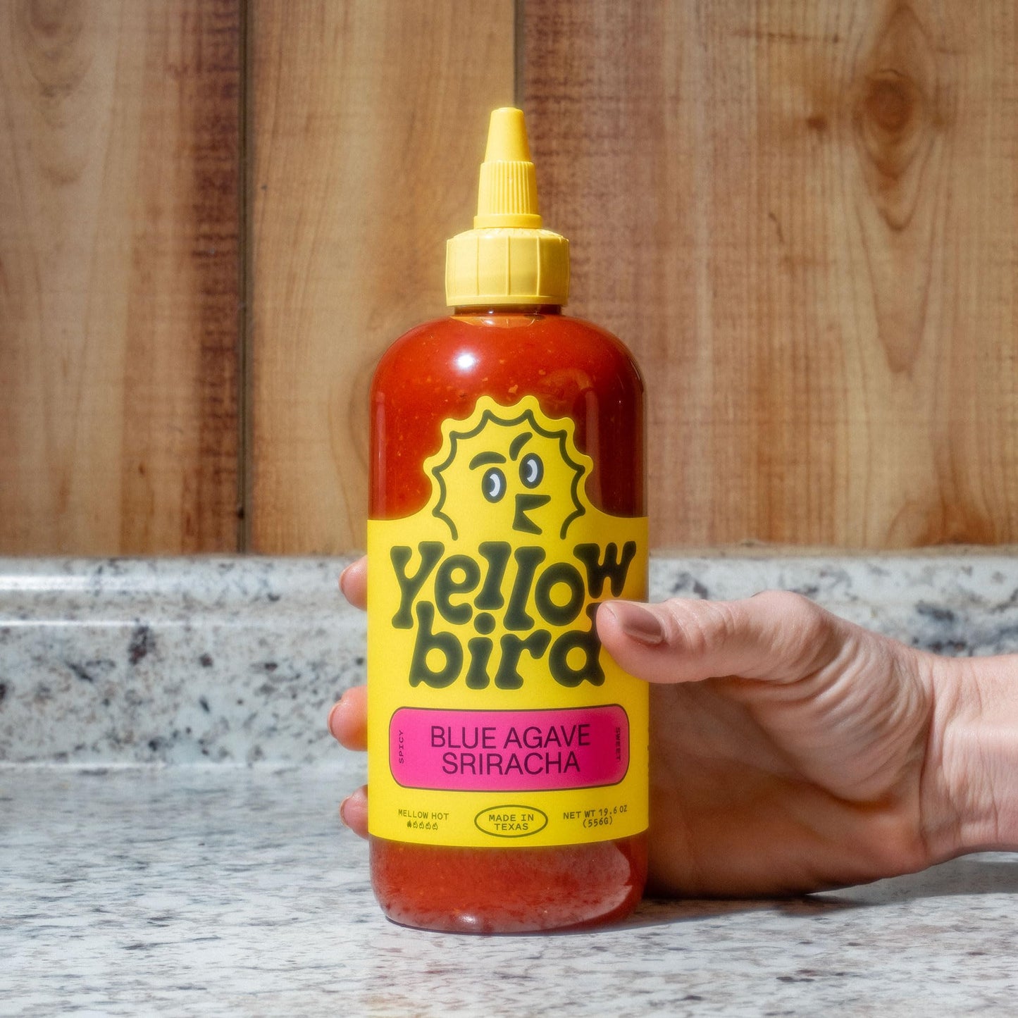 Yellowbird Blue Agave Sriracha Hot Sauce - Jalapeno & Garlic, 19.6 oz, Plant-Based, Gluten Free, Non-GMO, Homegrown in Austin