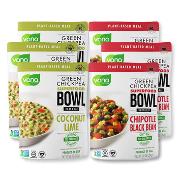 Vana Life'S Foods Plant Based Ready Meal - Smokey Chipotle And Zesty Thai Coconut Lime Green Chickpea Superfood - Indian Cuisine