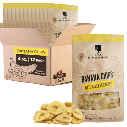 Healthy Banana Chips Dried Slices - Family Pack Bags of Dried Banana Chips Sweetened - Sweet Crispy Crunchy Snacks for Adults & 