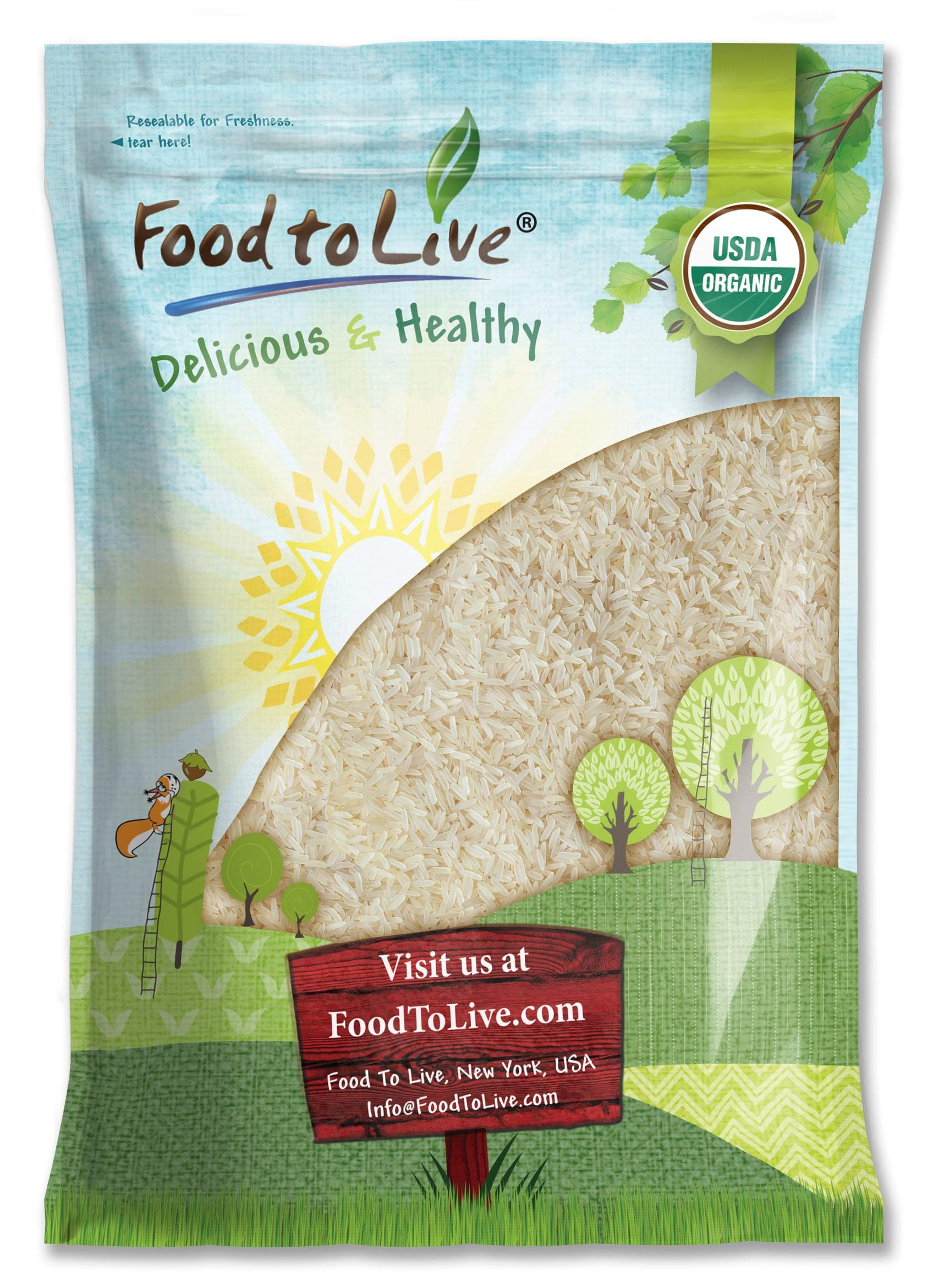 Organic Parboiled Long Grain White Rice, 10 Pounds - Non-GMO, Kosher, Vegan, Bulk. Partially Precooked Converted Rice. Easy-cook