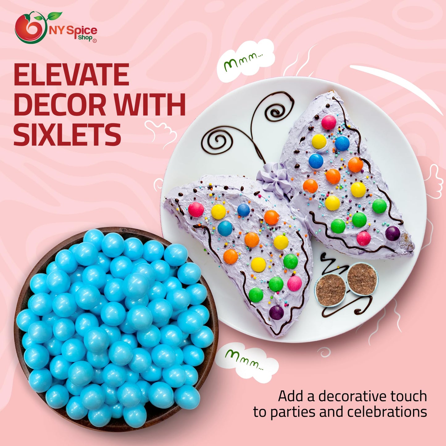 NY Spice Shop Blue Shimmer Sixlets Candy - 1 Pound Chocolate Balls for Party Décor