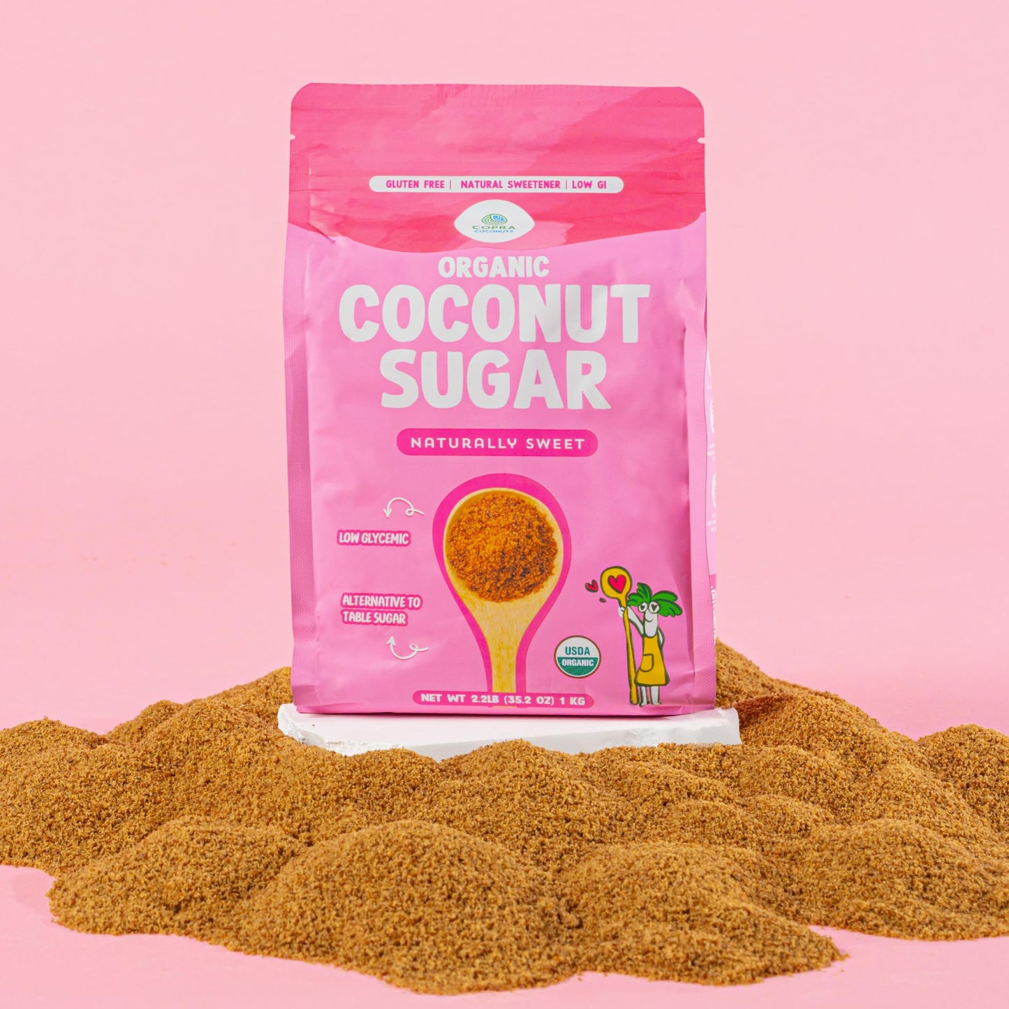 Copra Organic Coconut Sugar, Certified Organic, Natural Sweetener, Sugar Alternative, Unrefined Sugar, Low Glycemic, Vegan, Glut