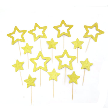 Gold Star Cupcake Toppers Star Cupcake Toppers Twinkle Little Star Decorations Birthday Cupcake Toppers Glitter Star Cake Decora
