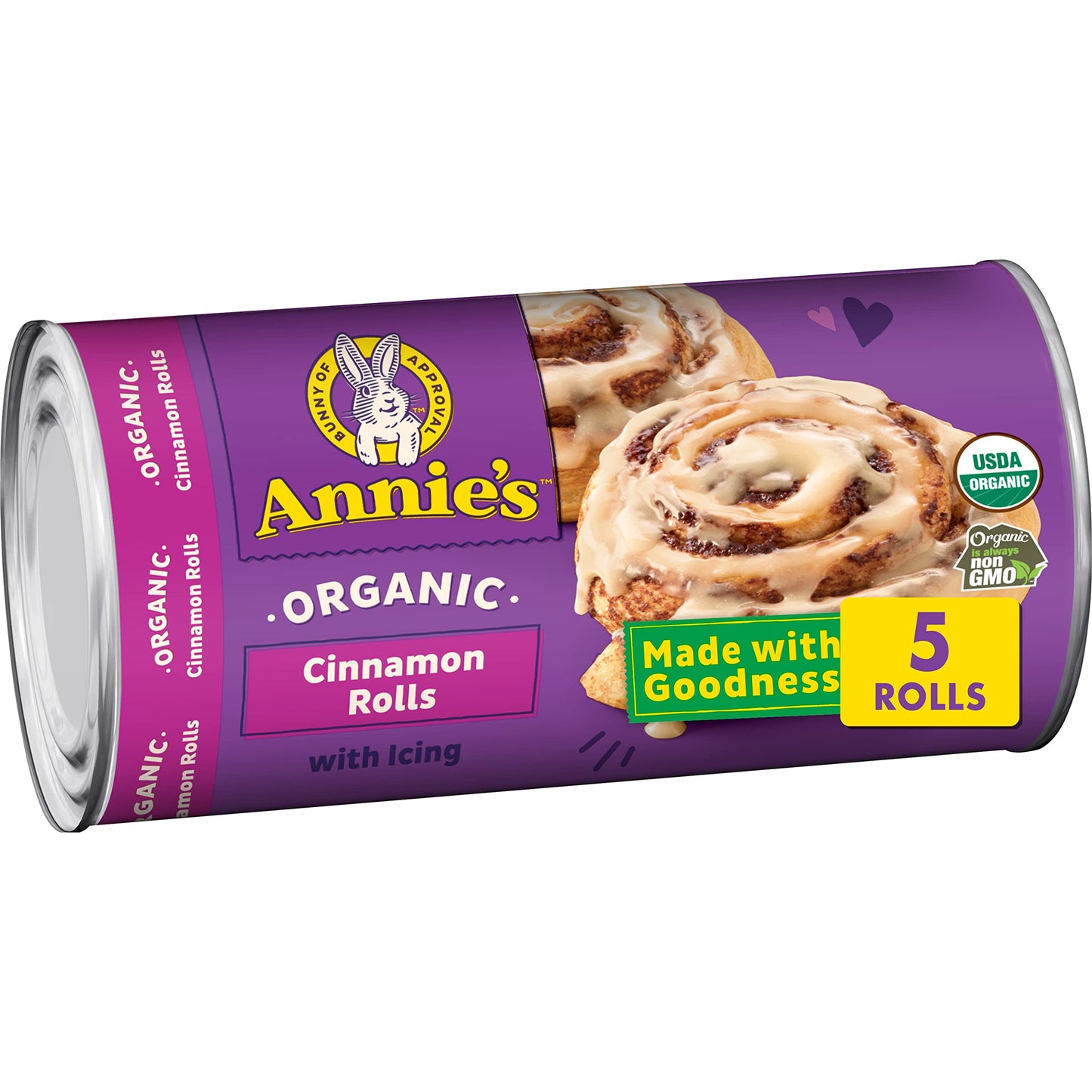 Annies Organic Cinnamon Rolls with Icing, Refrigerated Dough, 5 Rolls, 17.5 oz