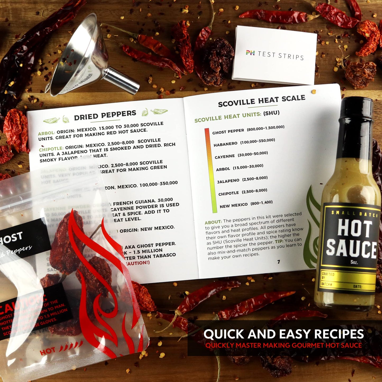 Deluxe Hot Sauce Making Kit, Ghost Pepper Edition, Gourmet Spice Blend, 3 Bottles, Fun Labels, Make your own, DIY, for Dad, Gran