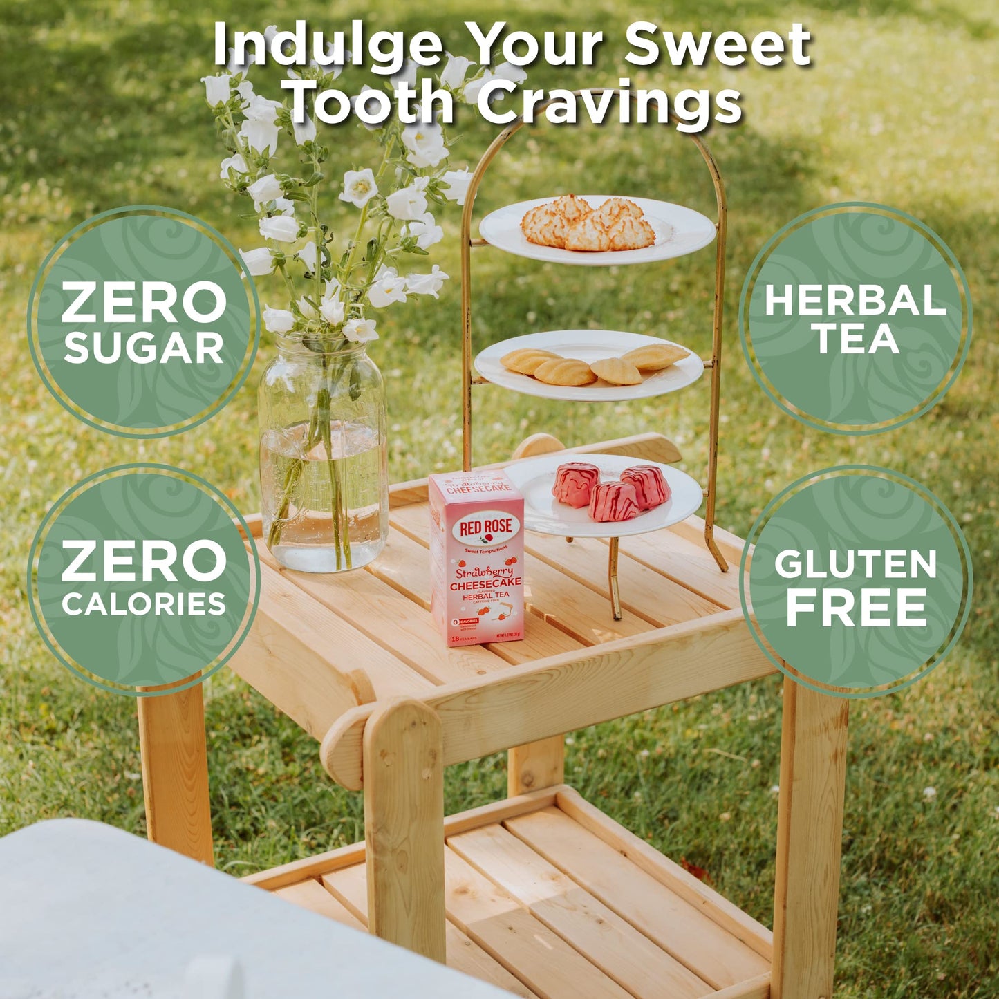 Red Rose Dessert Tea Variety Pack, Caffeine-Free Herbal Tea, 126 Tea Bags, Zero Sugar, 18 Count (Pack of 7)