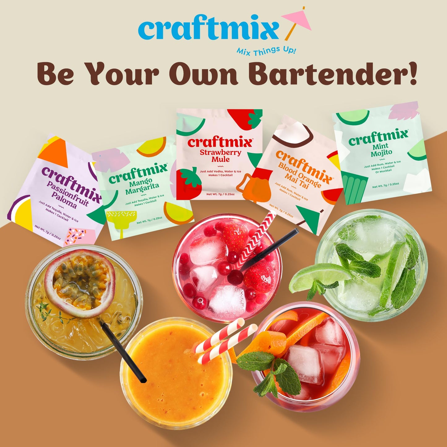 Craftmix Espresso Martini Cocktail & Mocktail Drink Mixer, Skinny Mixes - Water Flavoring Packets - Made With Real Coffee Beans - Vegan, Low-Carb, Low-Sugar, Non-Gmo, Dairy Free, Gluten Free, 24 Pack