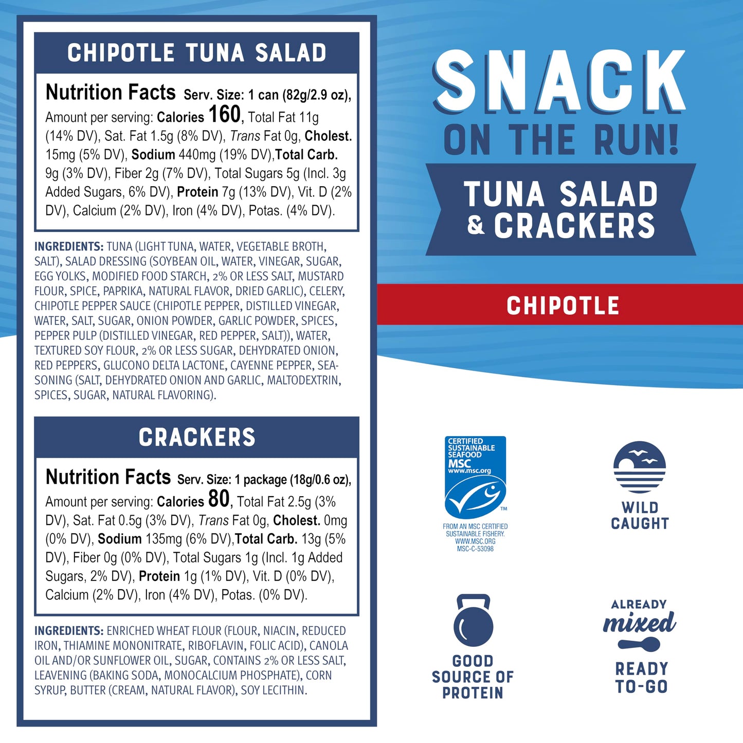 Bumble Bee Chipotle Tuna Salad Snack Kit - 3.5 Ounce - Ready to Eat Protein Pack - 8g Protein - Wild Caught MSC Certified Tuna