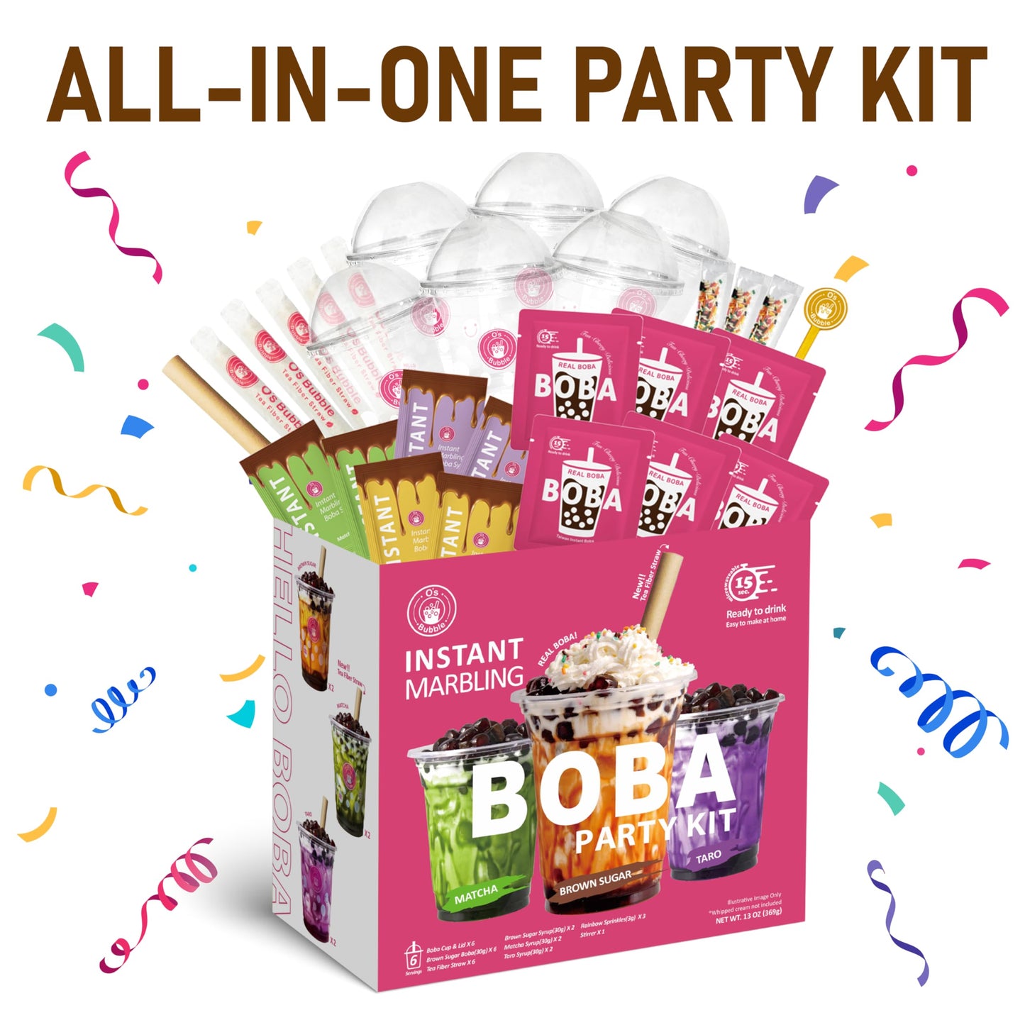 O'S Bubble Boba Tea Kit - Bubble Tea Kit - All In One Boba Kit For Boba Tea Lovers - Boba Party Kit For Boba Drinks - Boba Kit F