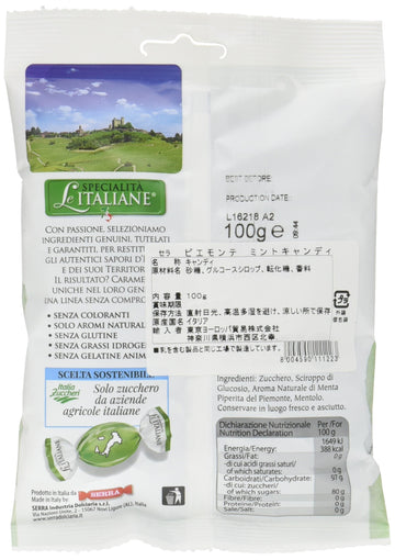 Serra Le Italiane, Italian Natural Hard Candy Filled With Mint From Piedmont Italy, 3.5 Ounce (Pack Of 3)