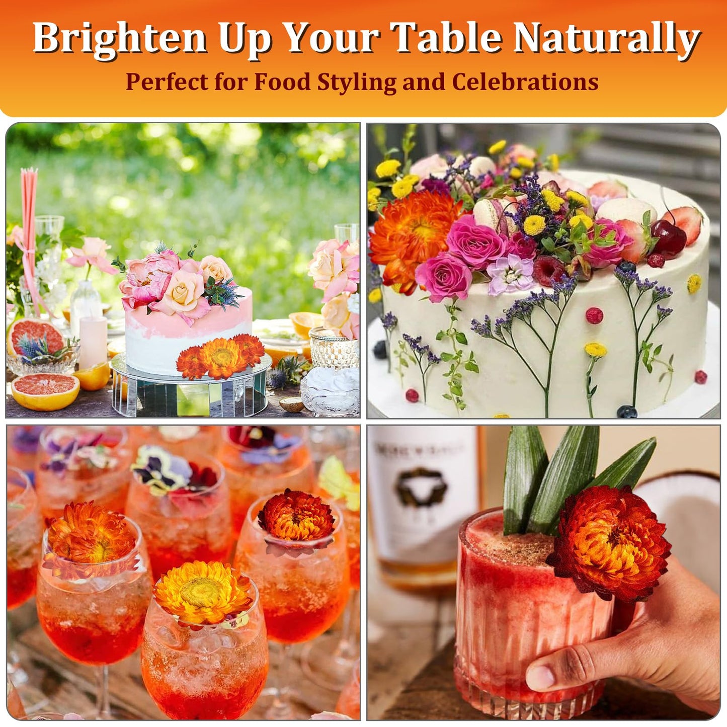 30+ Edible Dried Mixed Flowers - 25g Food Grade Natural Blooms for Cake Decorating  Tea  Cocktails  DIY - Ideal for Cocktail Toppers  Drink Garnish  Bath Soaks - No Additives  Vegan