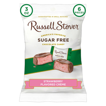 Russell Stover Sugar Free Strawberry Cream With Stevia, 3 Ounce Bag, Pack Of 12