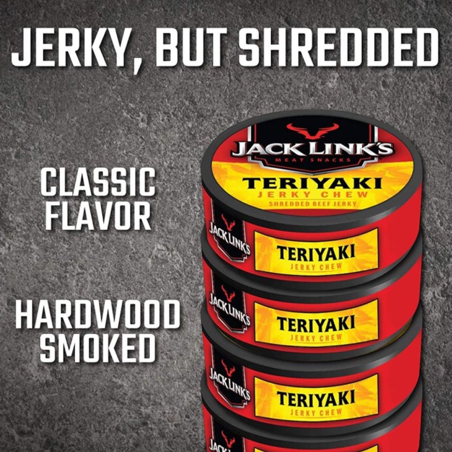 Jack Links Beef Jerky Chew, Teriyaki Flavor, 0.32 Oz Per Snack Tin, Pack of 36, Made with 100% Beef Jerky