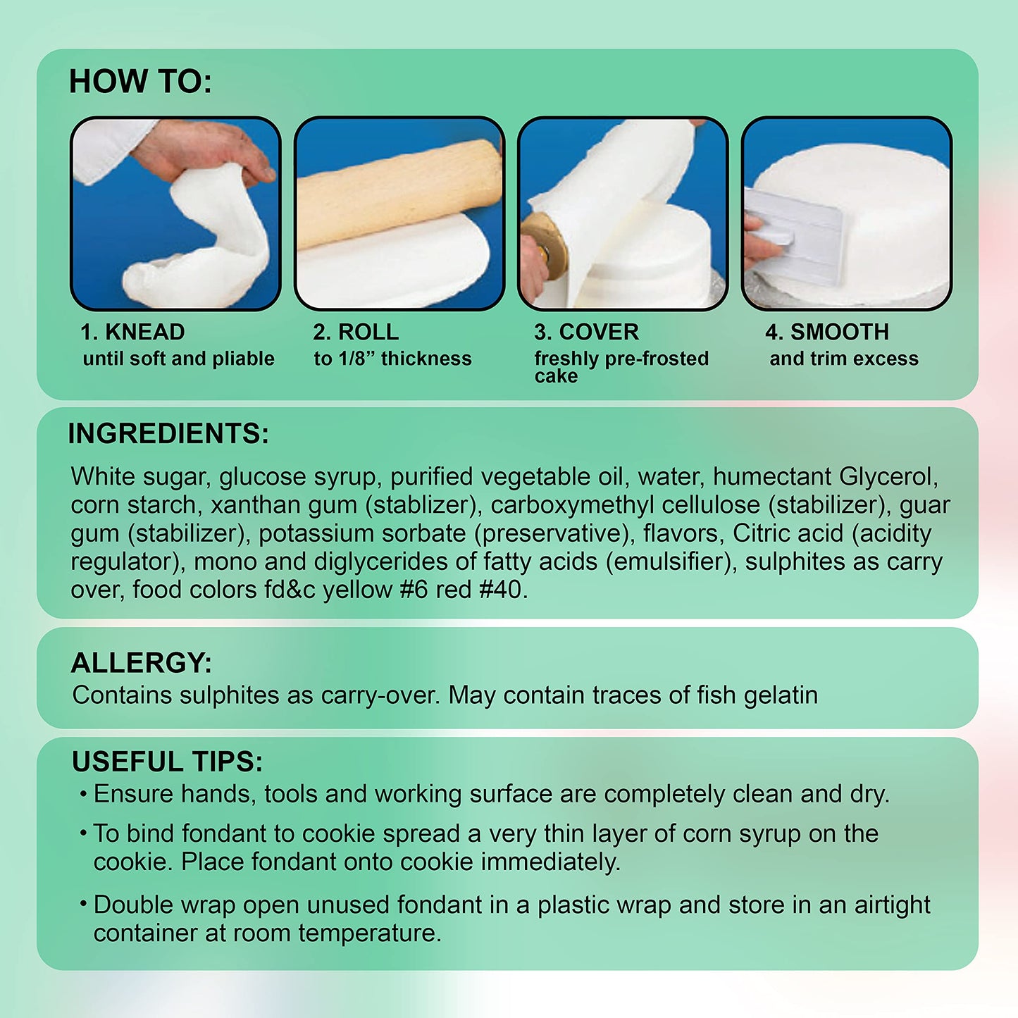 Bakers Choice Fondant Icing, 4 oz, Green, Ready to Use Cake Decorating Frosting, Moldable, Dairy Free, Nut Free