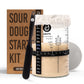 ABIOTO Sourdough Starter Jar Kit  Includes 34 oz Sourdough Starter Jar with Metallic Lid  Silicone Spatula  Feeding Tracker  Extra Thermometer Strips & Breathable Covers - Sourdough Bread Starter Kit