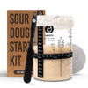 ABIOTO Sourdough Starter Jar Kit  Includes 34 oz Sourdough Starter Jar with Metallic Lid  Silicone Spatula  Feeding Tracker  Extra Thermometer Strips & Breathable Covers - Sourdough Bread Starter Kit