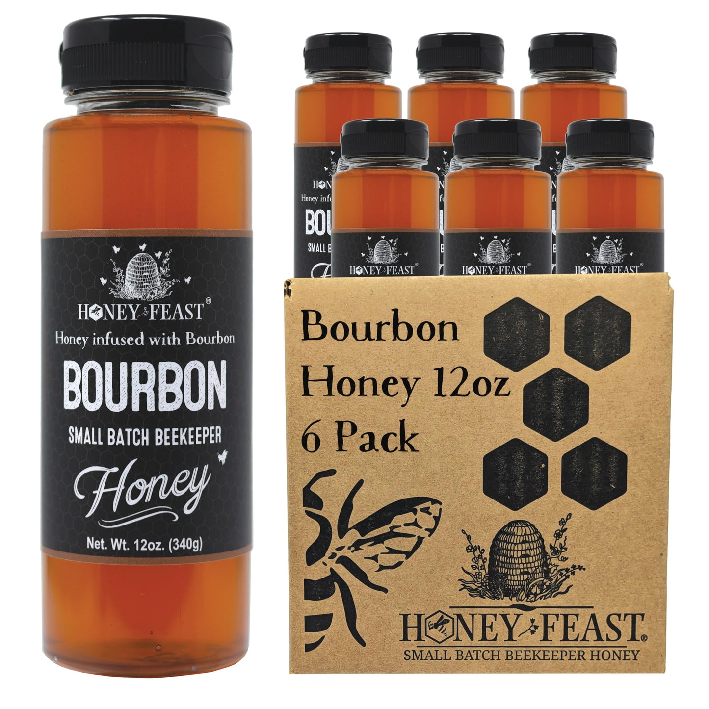 Honey Feast Flavor Blend Honey 12Oz (Pack Of 6) | Artisan Raw Honey With Flavor Blend Infusion | Specialty Flavor For Gourmet Lovers | Distinctive Gift Set
