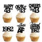 18pcs Black Glitter Happy 43rd Dessert Cupcake Topper Pick for Funny Legend Since 1982 Theme Decor Supplies Men Women Happy 43 B