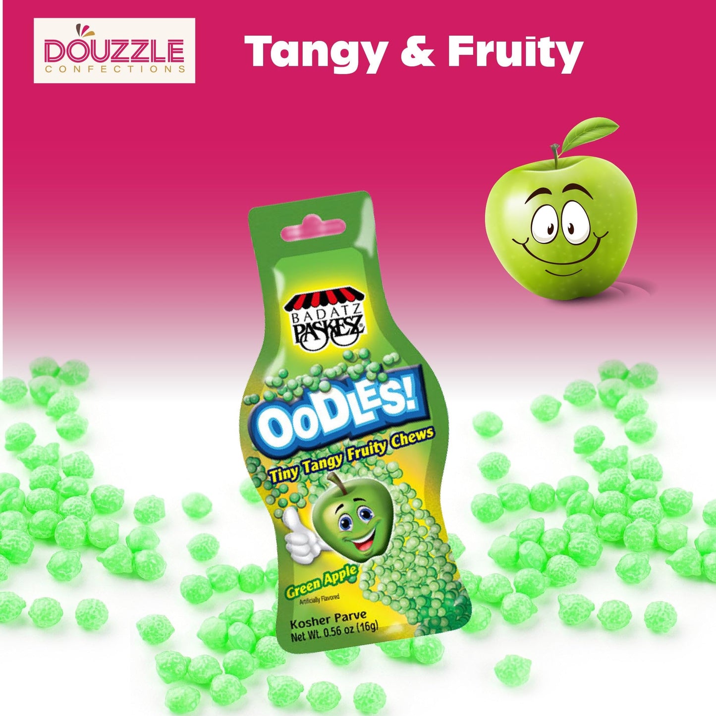 DOUzzle Back To School Oodles Apple Tiny Tangy Fruity Chews Mix (12 Count, 1 Pack) Individually Wrapped, Party Favor, Goodie Bag