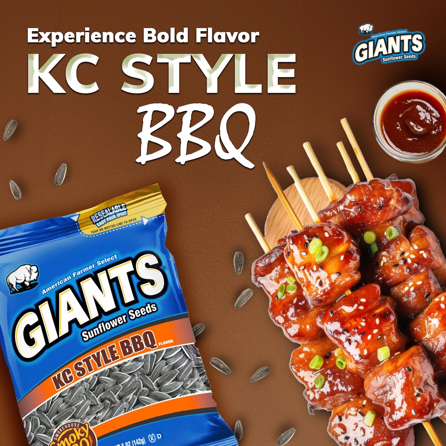 Giants Kc Style Bbq Sunflower Seeds - Sunflower Seeds Bulk, Roasted Sunflower Seeds To Eat, Bbq Flavor, Healthy Snack With 8G Pr