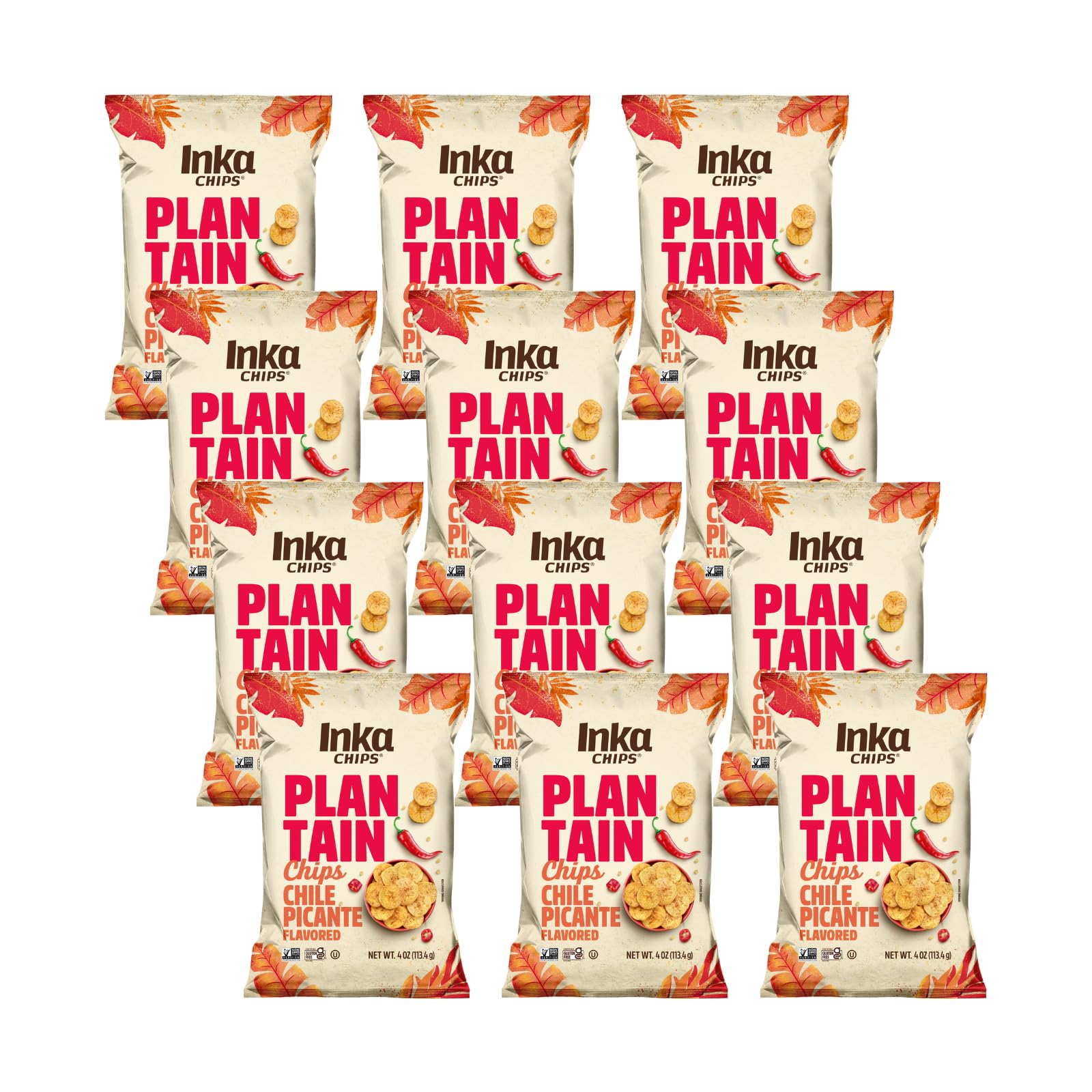 Inka Crops Plantain Chips, Chile Picante, 4 Ounce (Pack of 12)