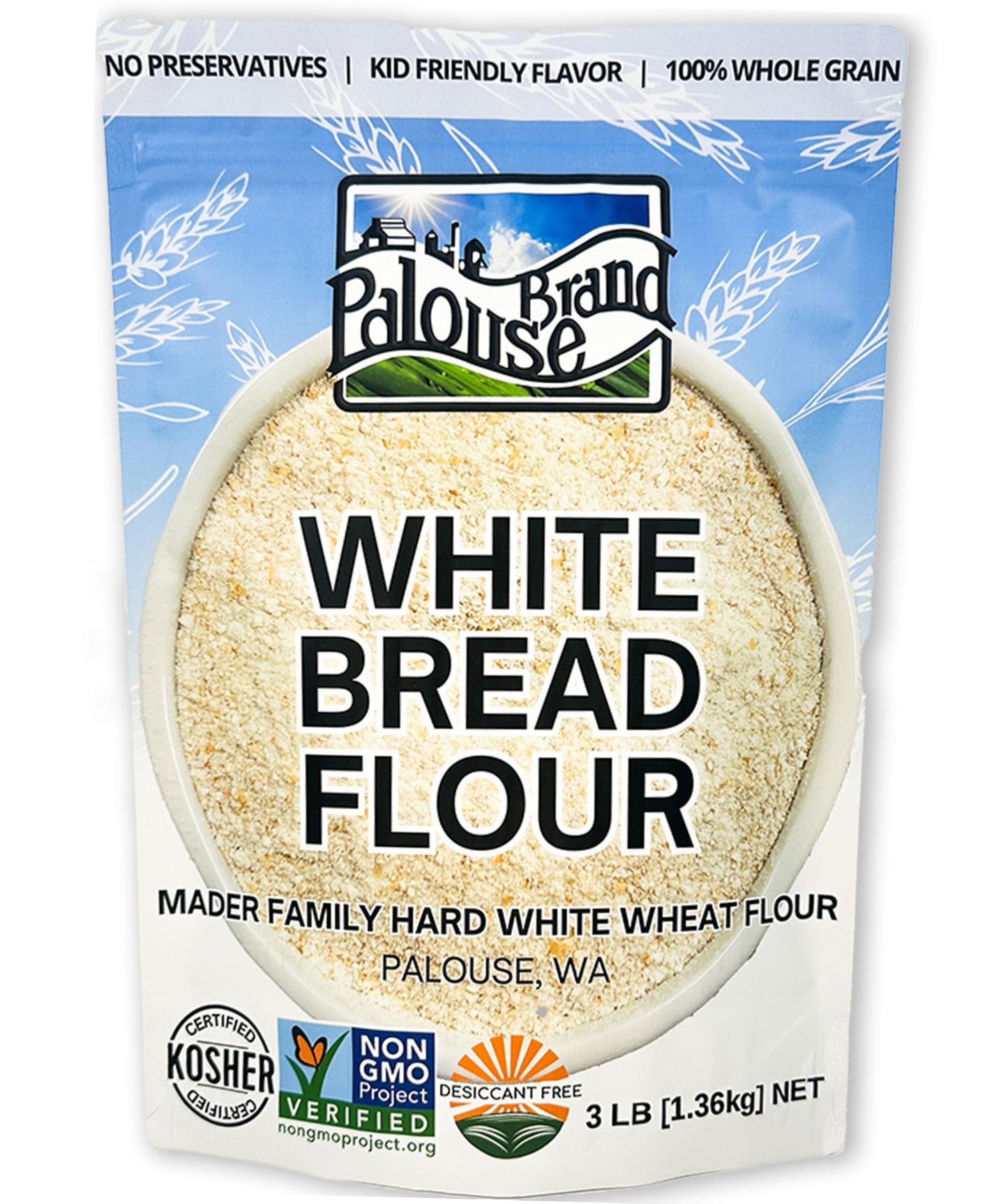 Certified Glyphosate Residue Free Hard White Whole Wheat Flour | 3 LBS | Bread Flour | Non-GMO | 100% Non-Irradiated | Kosher | 