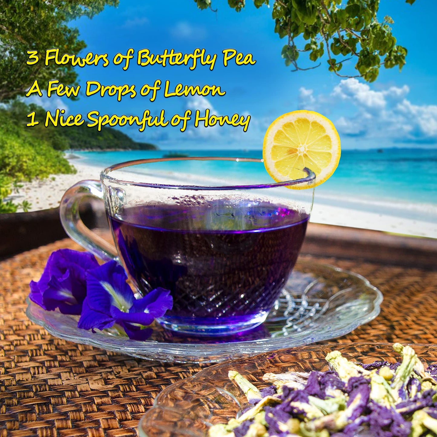 oko-oko Butterfly Pea Tea - Dried Flowers - 35.27 Oz - Organic Vegan Food Coloring - Kraft Resealable Bag