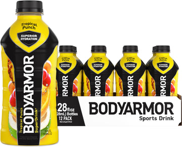 Bodyarmor Sports Drink Sports Beverage, Tropical Punch, Coconut Water Hydration, Natural Flavor With Vitamins, Potassium-Packed Electrolytes, Perfect For Athletes, 28 Fl Oz (Pack Of 12)