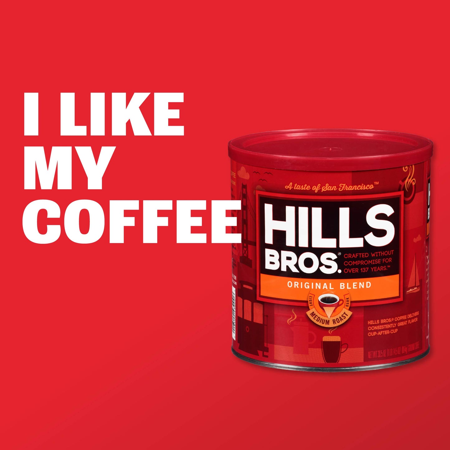 Hills Bros. Morning Roast Ground Coffee, Premium Arabica, Light Roast, 24 OZ Can, Certified Kosher