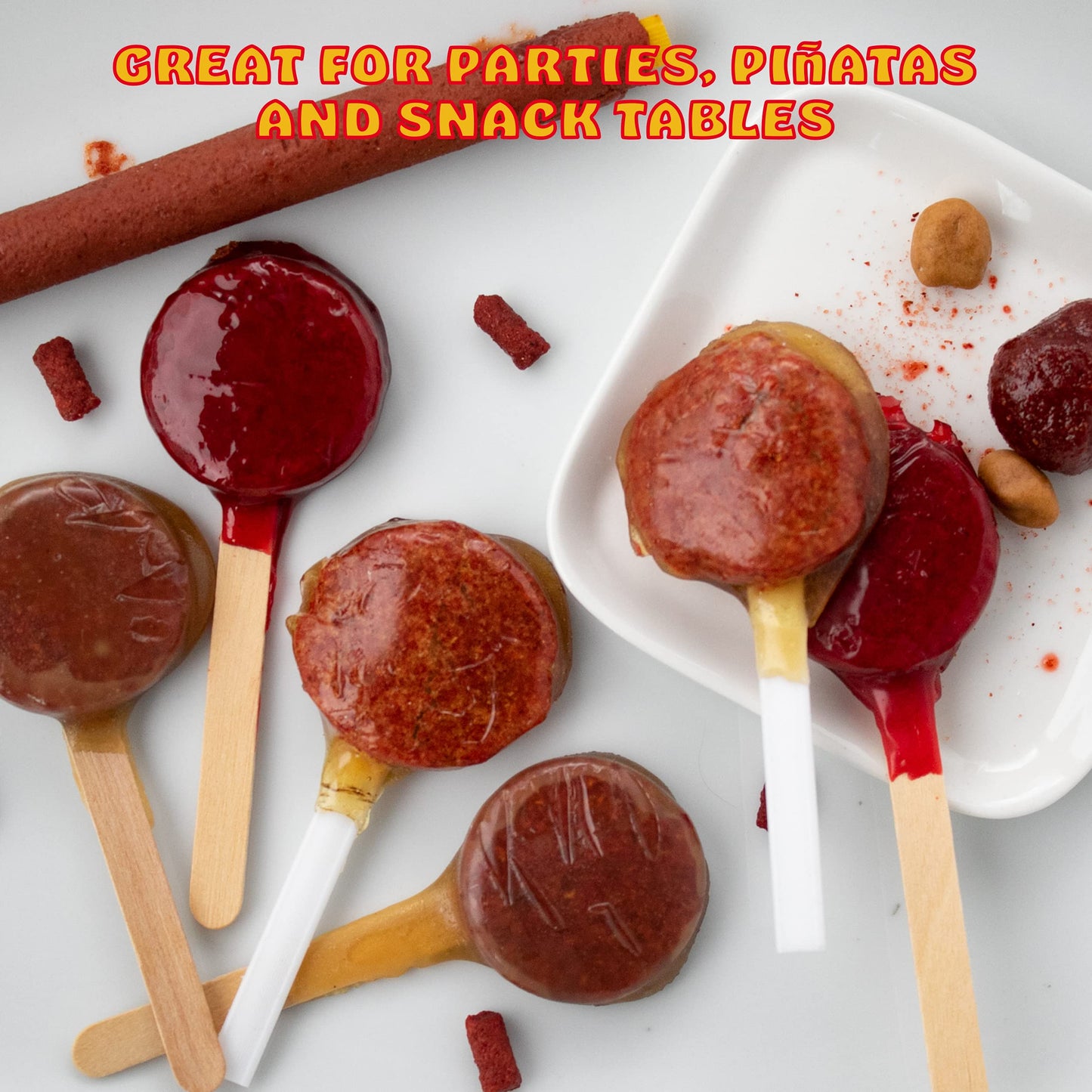 Zumba Rica Chilito Chili Powder Lollipop 12pcs - Lollipops with Chili Powder Cover with Caramel - Mexican Lollipop - Chili Powde