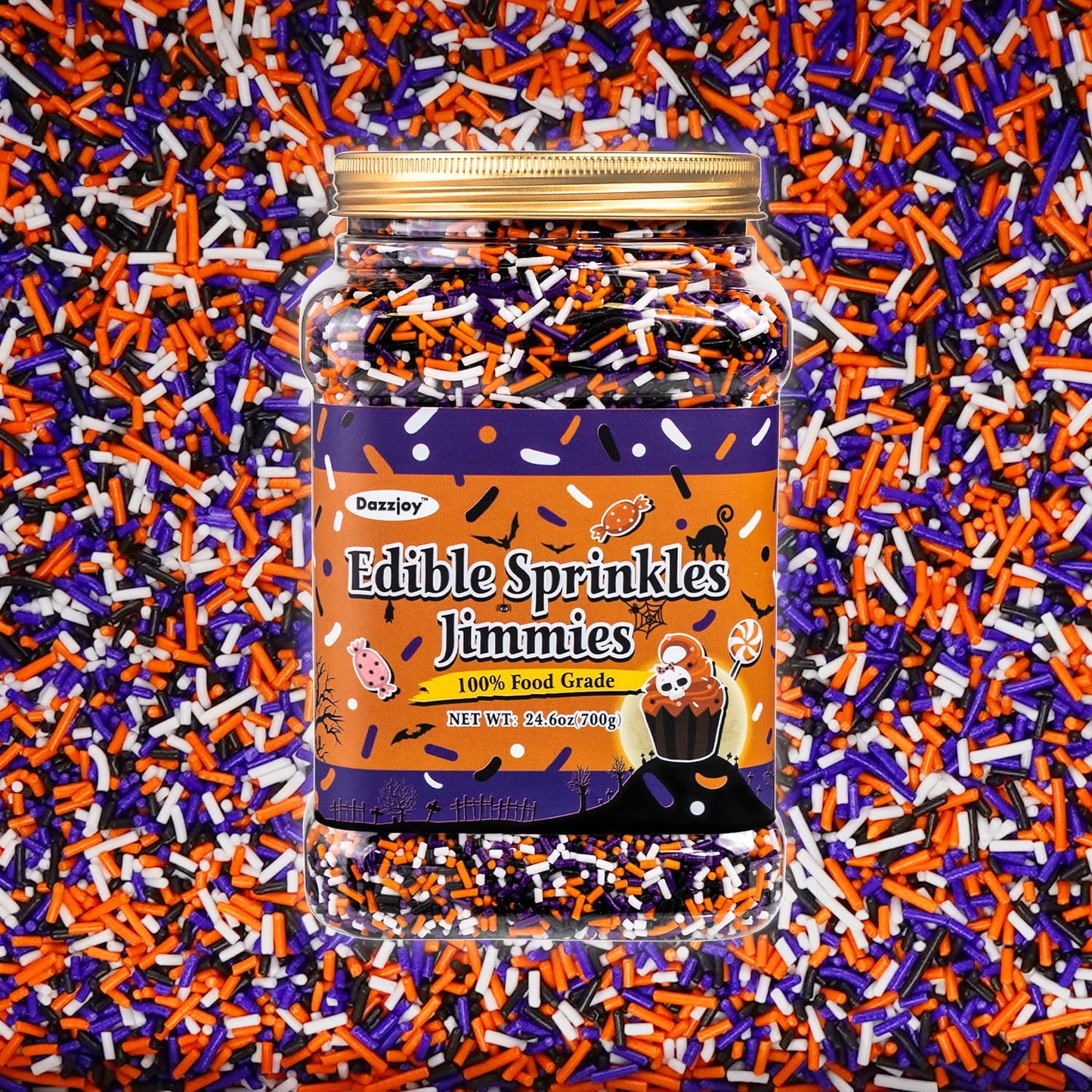 Halloween Jimmies Sprinkles, Food grade, Cake Decorations, Cupcake Toppers, 700g, Halloween Sprinkles for Cake Decorating