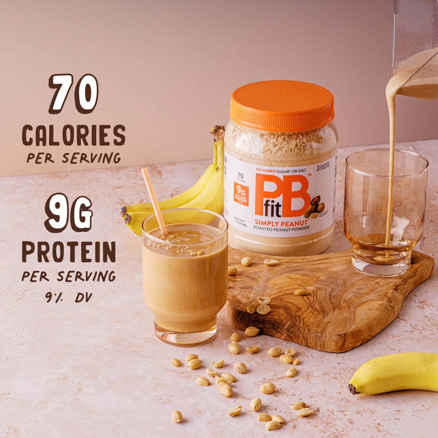 PBfit 24 Ounce Simply Peanut Powdered Peanut Powder, No Added Sugar or Salt, Non-GMO, Plant-Based, Gluten-Free Protein Powder, 9