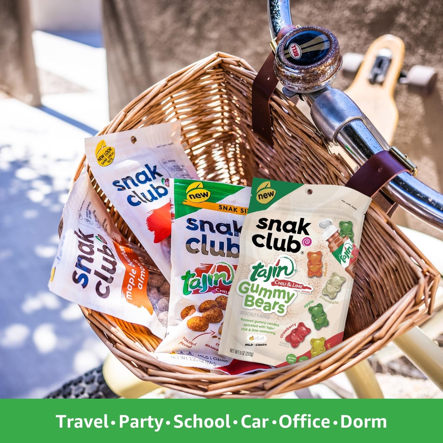 Snak Club Gummy Bears, Tajin Chili & Lime Sweet and Spicy Gummy Candy, Mild in Heat Bold in Flavor, Low-Fat, Vegan, Gluten-Free