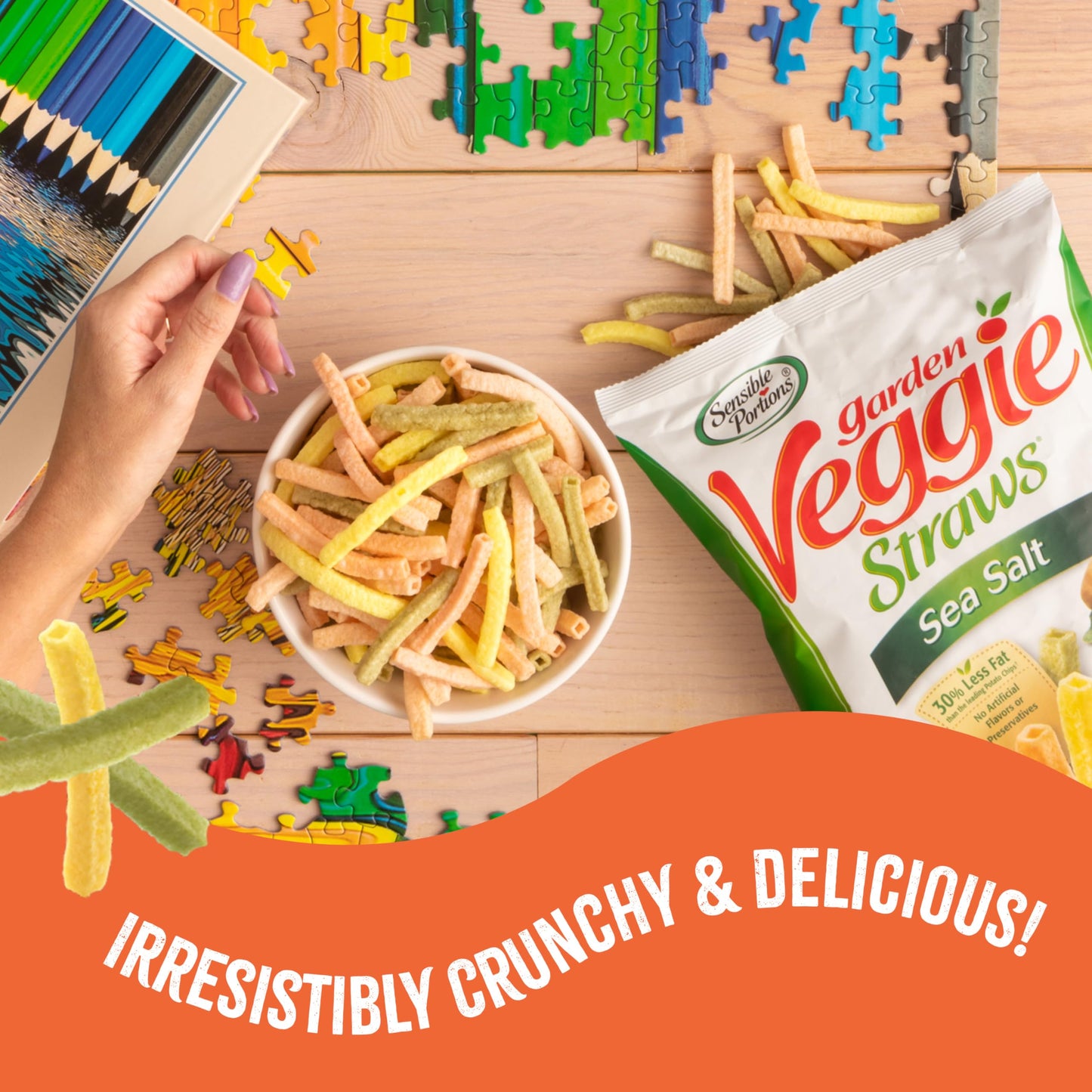 Sensible Portions Garden Veggie Straws, Snack Size Variety Pack, Sea Salt And Zesty Ranch, 1 Oz (Pack Of 24)