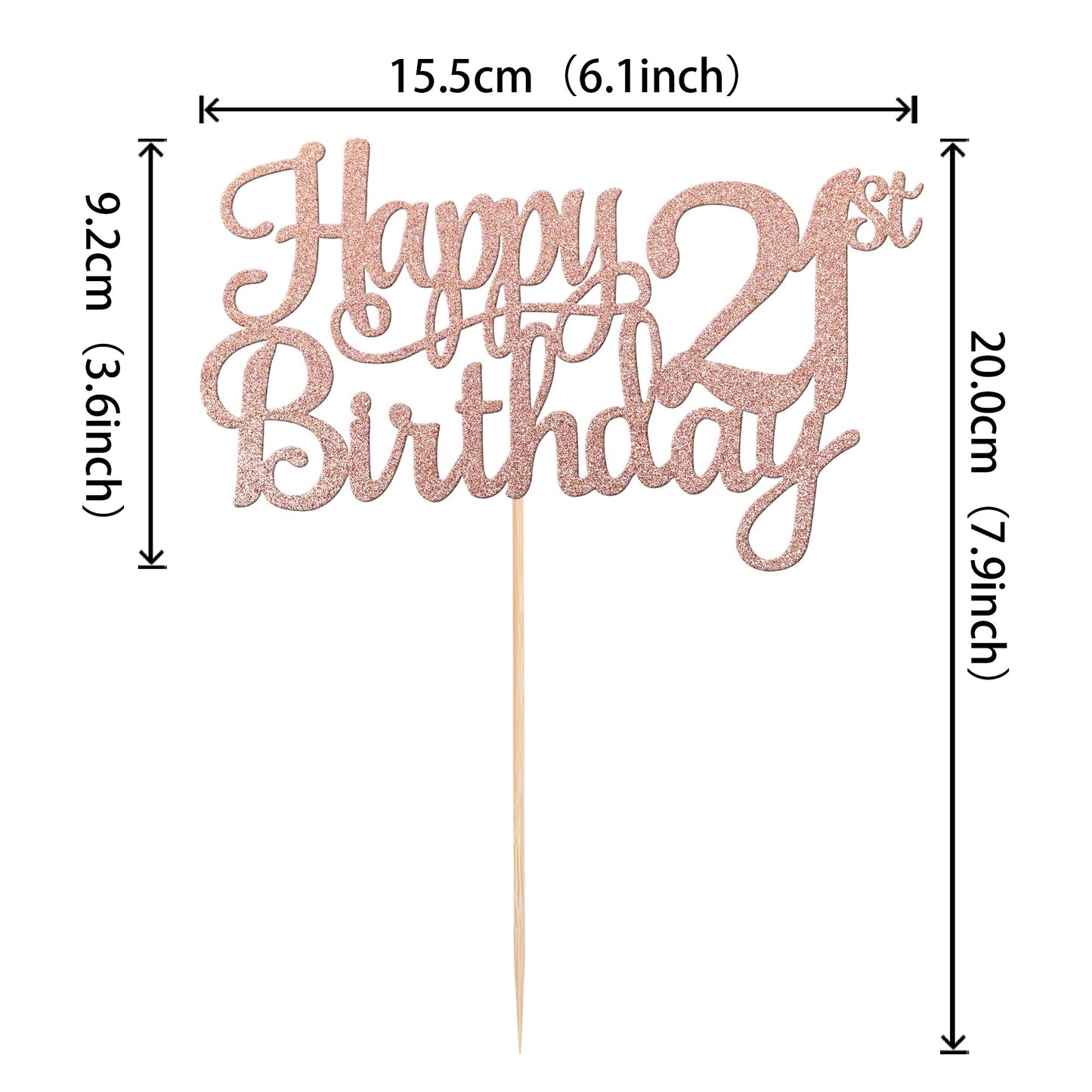 1 Pcs Happy 21St Birthday Cake Topper Glitter Cheers To 21 Years Cake Pick Number 21 Fabulous Cake Decoration For 21St Birthday Theme Party Decorations Supplies Rose Gold