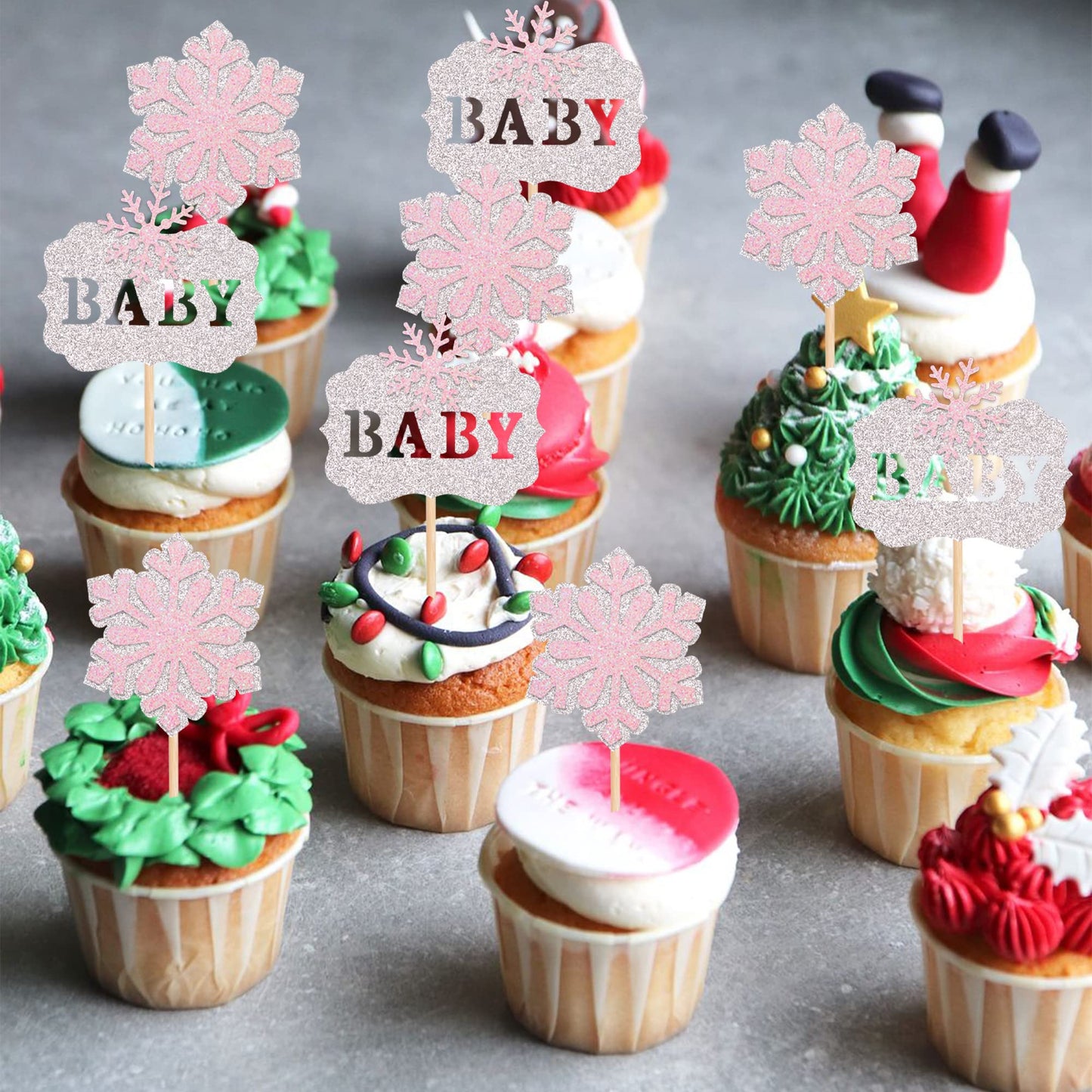 24 Pcs Snowflake Baby Cupcake Toppers Glitter Winter Snowflake Baby Shower Cupcake Picks Decorations For Winter Snowflake Theme