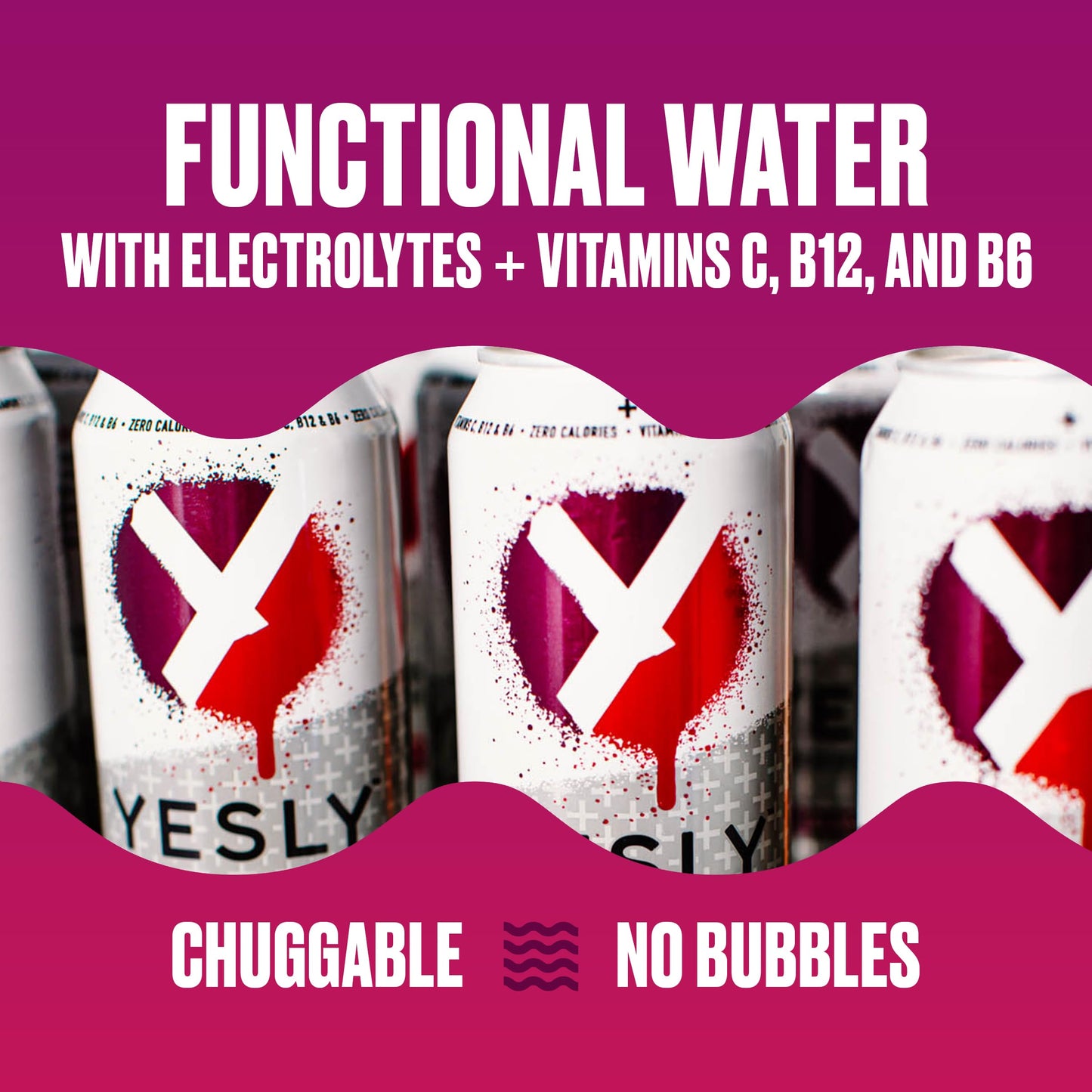 Yesly Functional Water, Black Cherry, Naturally Flavored Still Water with Electrolytes, Magnesium, Potassium, Vitamin C, B6 & B1