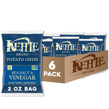 Kettle Brand Potato Chips, Salt & Vinegar Kettle Chips, Snack Bag, 2 Oz (Pack Of 6)