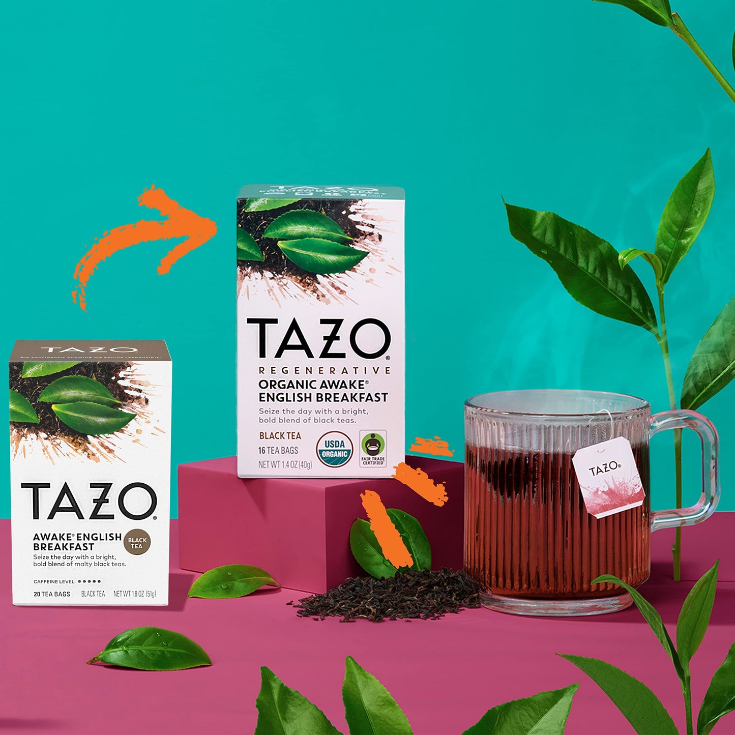 TAZO Organic Awake English Breakfast Black Tea Bags - 144 Total Bags (36 Bags per Pack, Pack of 4)
