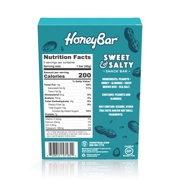 Honeybar Snack Bar | Certified Gluten Free | Non-Gmo | Vegetarian (Sweet & Salty, Pack Of 5 Bars)