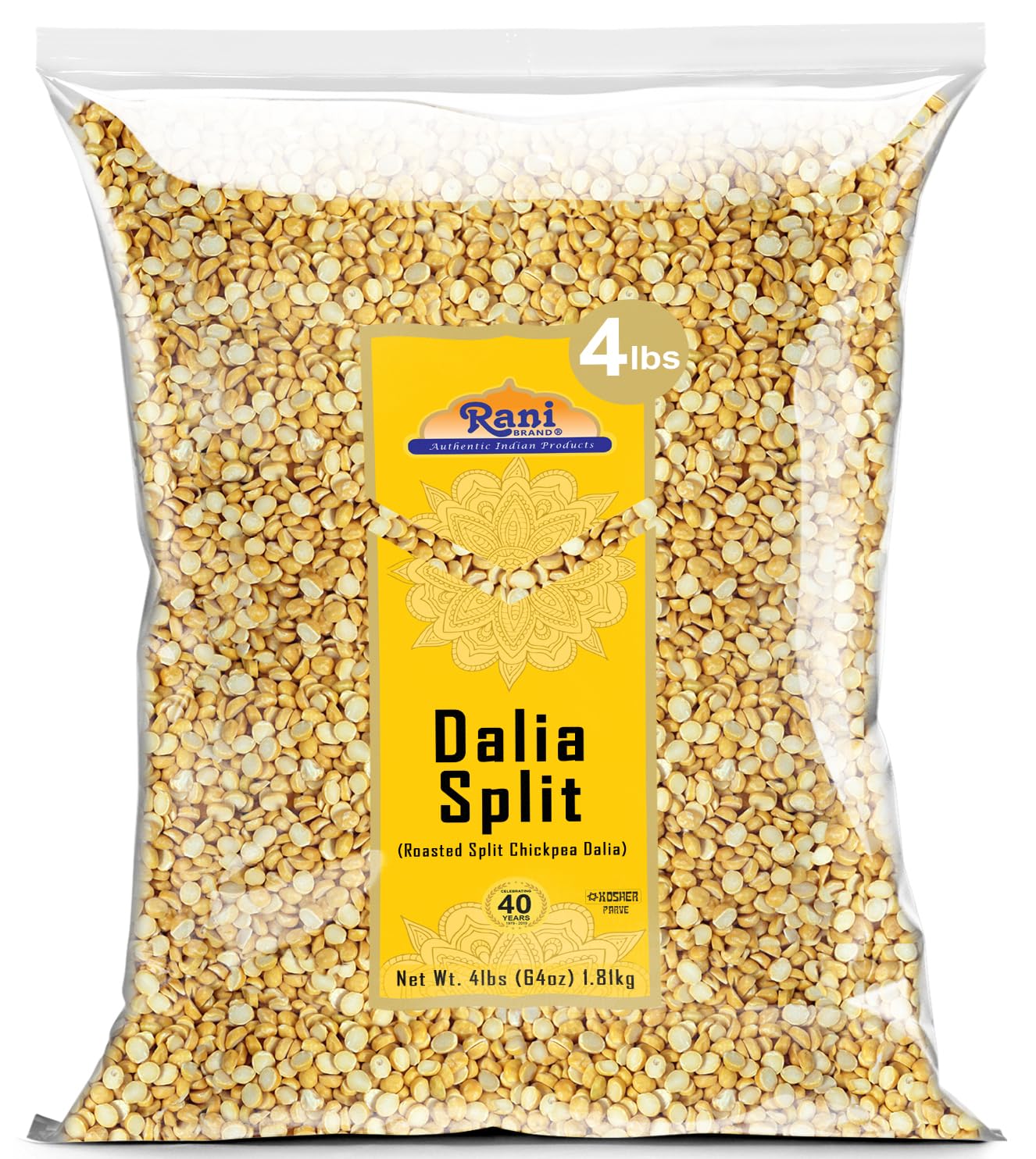 Rani Daliya Split (Roasted Split Chickpeas Dalia) 4Lbs (64Oz) ~ All Natural | Vegan | Indian Origin