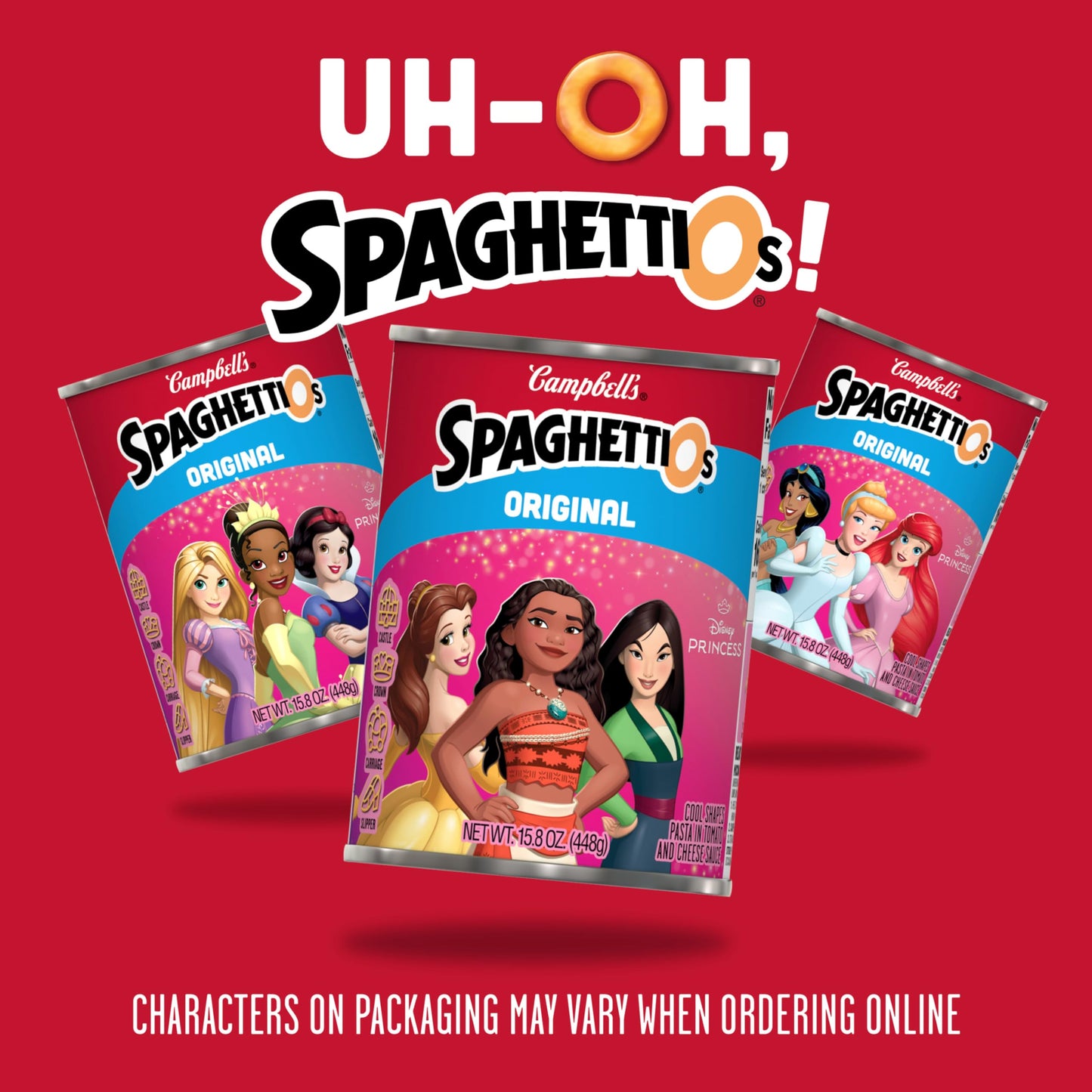 SpaghettiOs Original Disney Princess Shapes Canned Pasta, Healthy Snack for Kids and Adults, 15.8 OZ Can